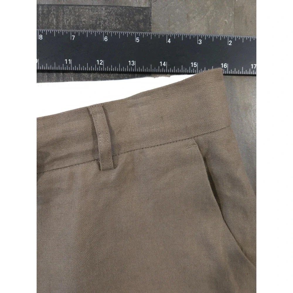 Reformation Olina Wide Leg Rich 100% Linen Pants Khaki Brown Muted Taupe Size 8